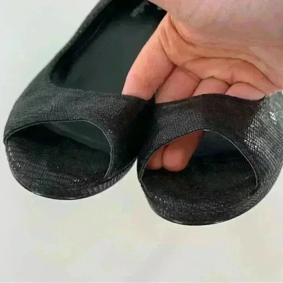 Calvin Klein heels 8.5 Kail black leather snakeskin embossed platforms party - Picture 8 of 14